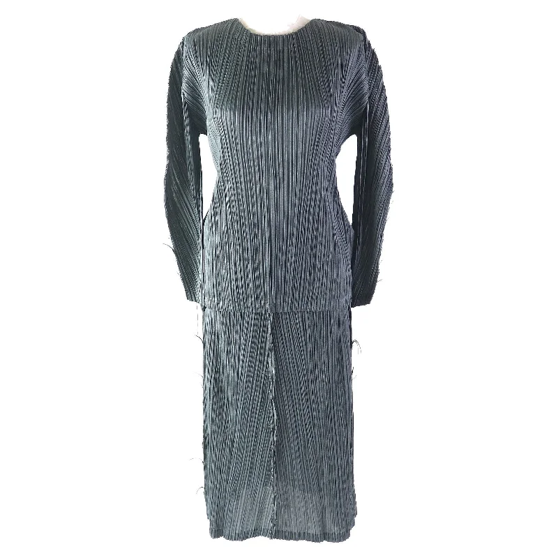 Pleats Please Polyester Skirt Set Gray Wrap unclassified skirts