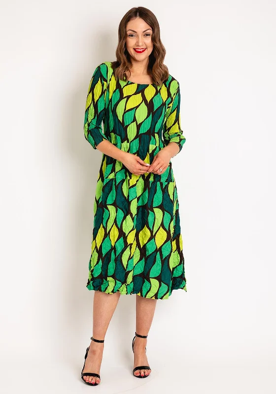 Alquema Smash Pocket Crinkle Print Midi Dress, Jungle Lightweight midi dresses for hot weather Alquema Smash Pocket Crinkle Print Midi Dress, Jungle Lightweight midi dresses for hot weather