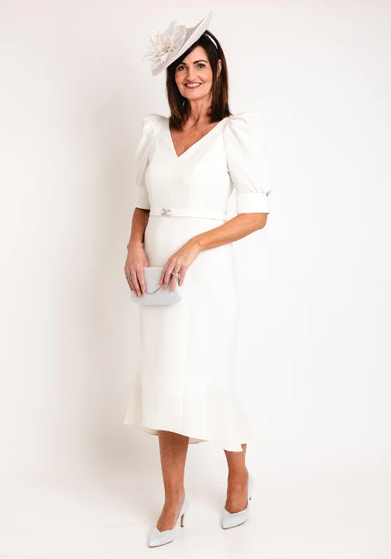 Claudia C Amsterdam Dip Hem Midi Dress, Off-White Budget-friendly midi dresses