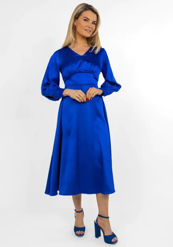 Kate & Pippa Birkin Satin Feel Midi Dress, Royal Blue Red carpet midi dresses