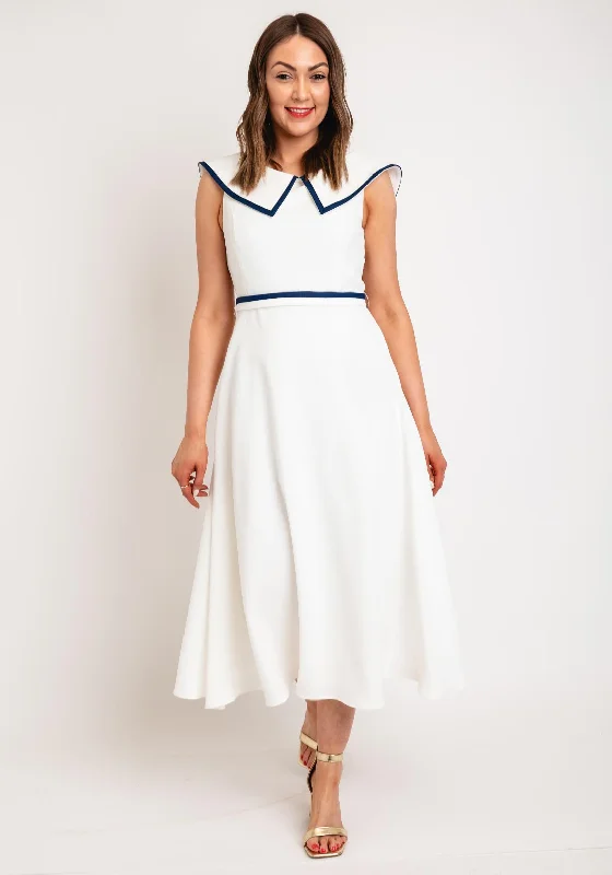 Laura Bernal Peter Pan Collar A-Line Midi Dress, White Beach midi dresses