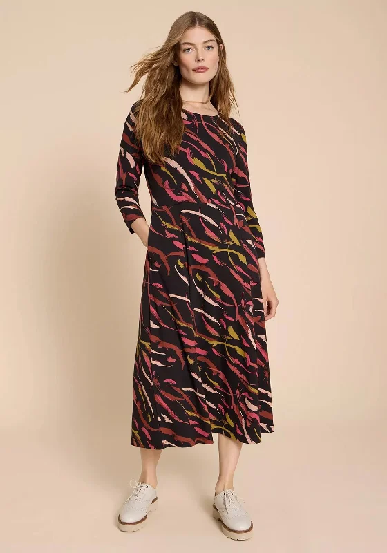 White Stuff Madeline Jersey Print Midi Dress, Black Multi Flattering midi dresses for all body types White Stuff Madeline Jersey Print Midi Dress, Black Multi Flattering midi dresses for all body types