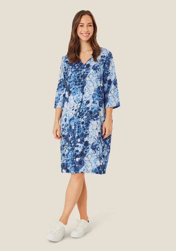 Masai Nodetta Bubble Dye Print Midi Dress, Powder Blue Summer midi dresses