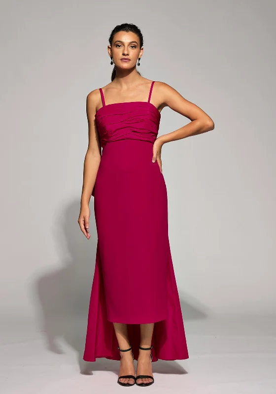 Moskada Cecilia Taffeta Bow Tie Back Midi Dress, Red Anniversary midi dresses