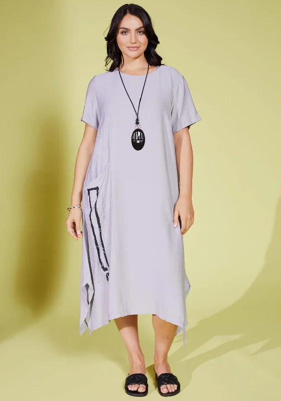 Ora Placement Print Midi Dress, Grey Shein midi dresses