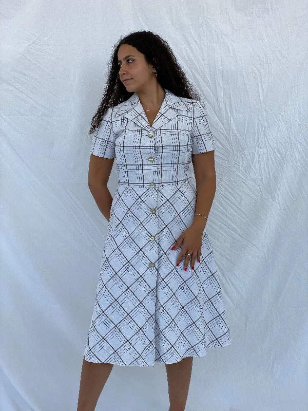 Vintage Handmade Checkered Picnic Midi Dress Size L Date night midi dresses