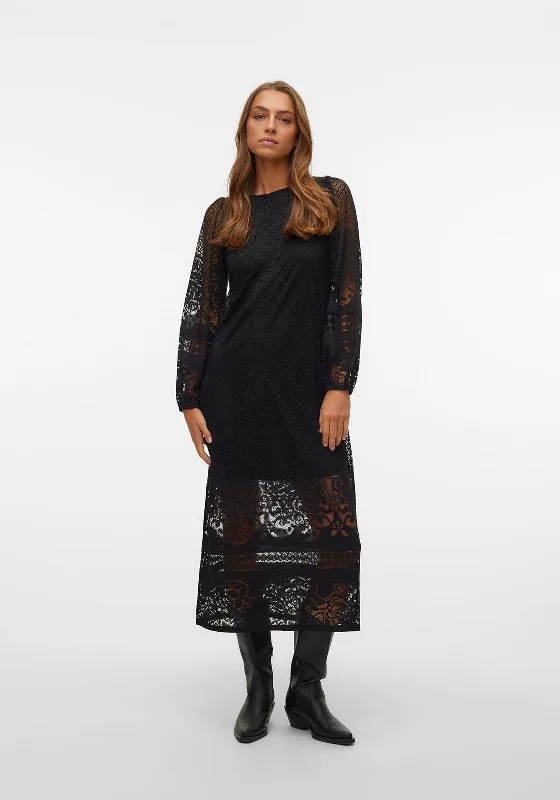 Vero Moda Bella Lace Midi Dress, Black Bodycon midi dresses