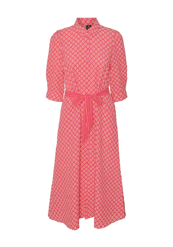 Vero Moda Moa Printed Midi Shirt Dress, Raspberry Sorbet Versatile midi dresses for all occasions Vero Moda Moa Printed Midi Shirt Dress, Raspberry Sorbet Versatile midi dresses for all occasions