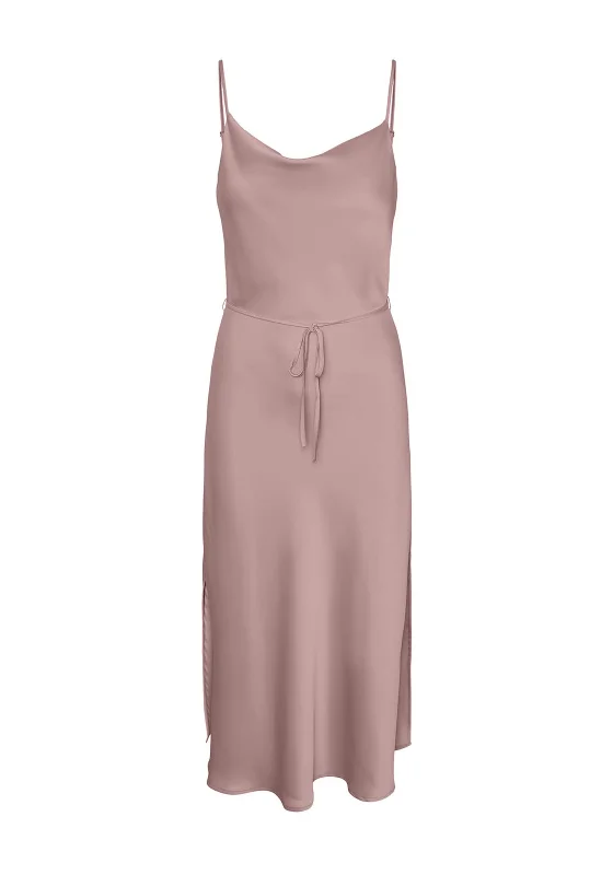 Y.A.S Thea Satin Slip Midi Dress, Pale Mauve Best midi dresses for casual wear