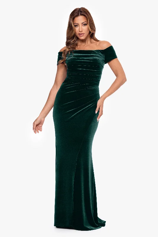 "Anita" Long Velvet Off the Shoulder Dress Chic maxi dresses