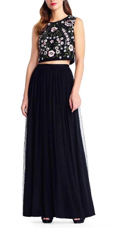 Adrianna Papell AP1E203115 Sleeveless Crepe Top Long Prom Dress PrettyLittleThing maxi dresses