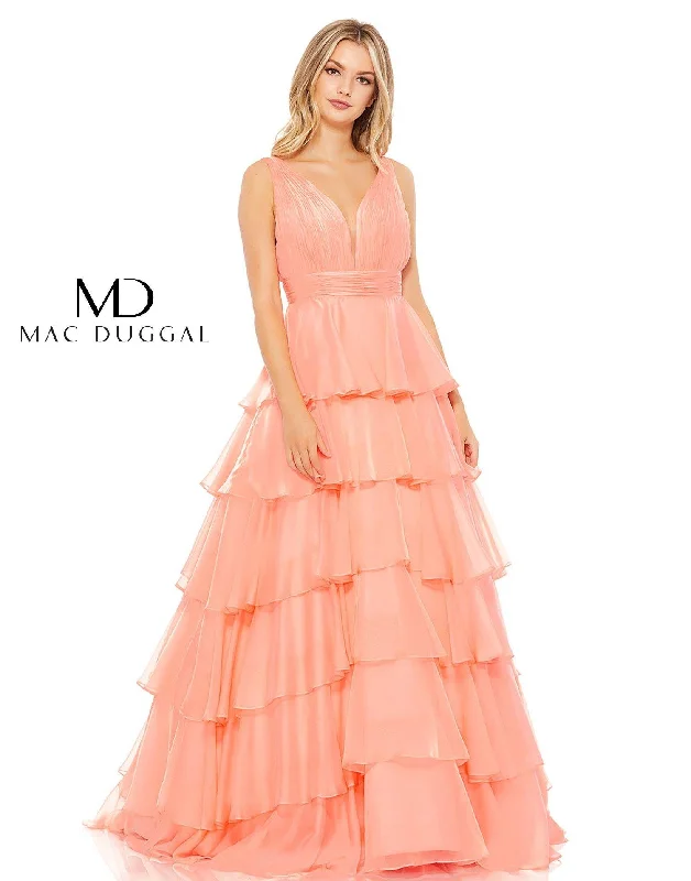 Mac Duggal 67553 Prom Long Sleeveless Tiered Dress Formal maxi dresses