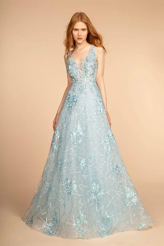 Mesh Illusion Embroidery Long Prom Dress Office maxi dresses