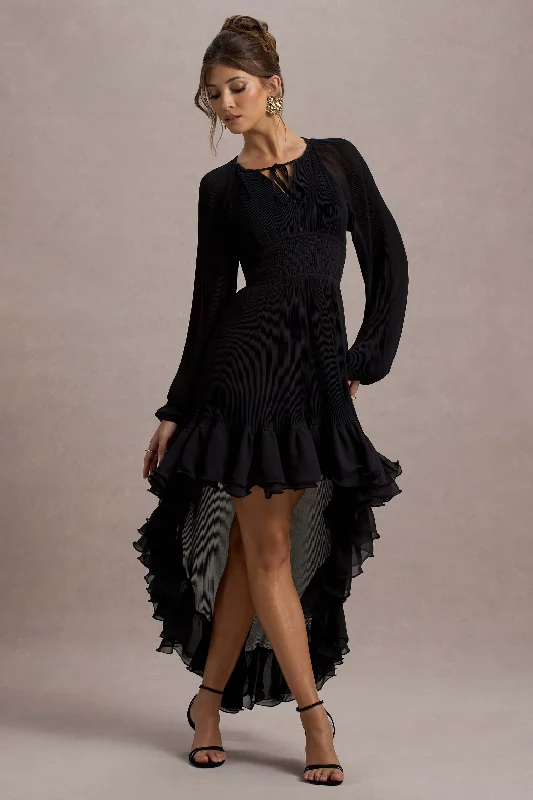 Namir | Black High-Low Chiffon Maxi Dress Festival maxi dresses