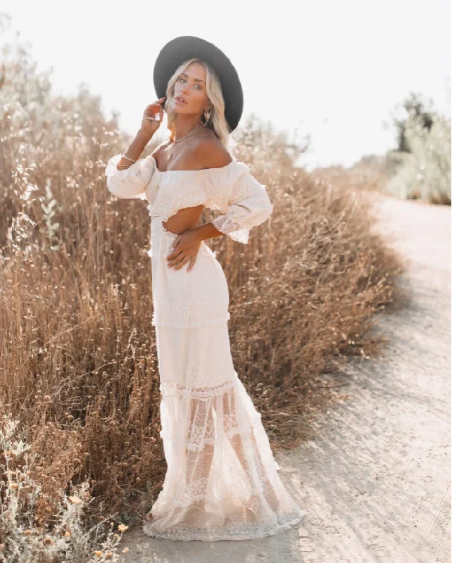 Seychelles Smocked Tiered Maxi Dress - Cream Hot new arrivals in maxi dresses