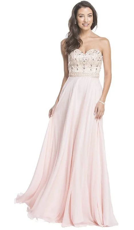 Aspeed Design - Beaded Strapless A-Line Evening Dress Leather party dresses