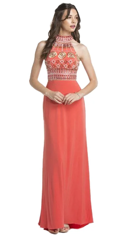 Aspeed Design - Multi-Beaded Halter Jersey Evening Dress Boho party dresses