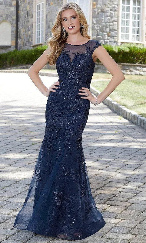 MGNY By Mori Lee 72702 - Lace Appliqued Evening Dress Silk party dresses