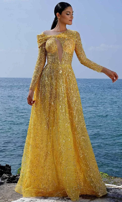 MNM Couture K4004 - Long Sleeve Sequined A-line Gown Expensive party dresses