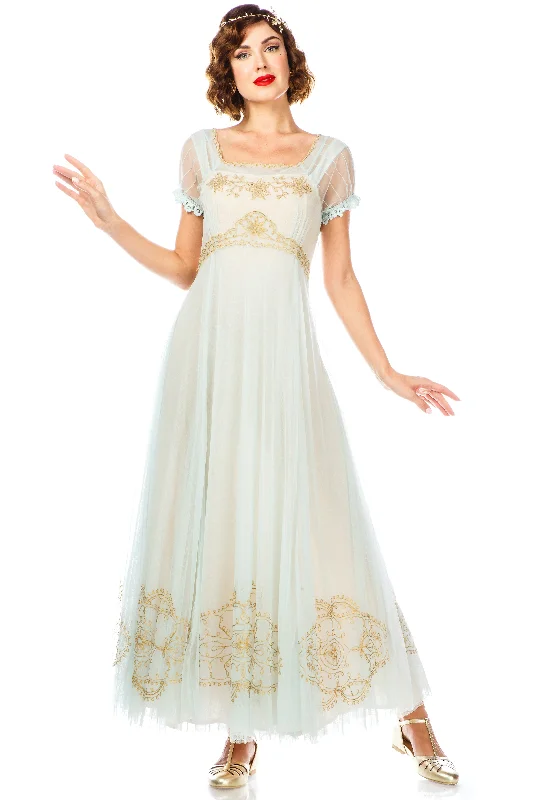 Parisienne Vintage Elegance Wedding Gown in Nude Mint Dinner party dresses