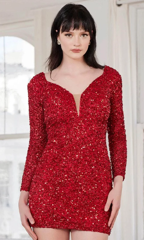 SCALA 70126 - Long Sleeve Sequin Cocktail Dress Luxury party dresses