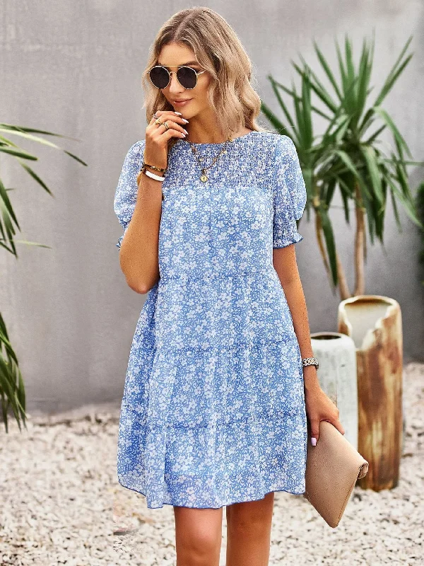 Chiffon Printed Silm Waist Dress Floral dresses under $50