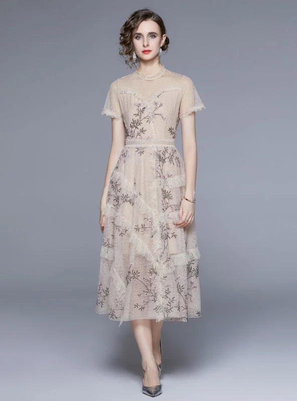 Lace Gauze Embroidered Floral Dress Best floral dresses for beach vacations