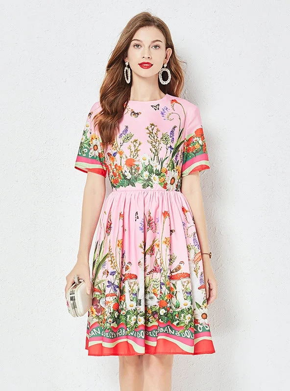 Slim-fit Mid-length Short-sleeved Printed Dress Best floral dresses for casual outings Slim-fit Mid-length Short-sleeved Printed Dress Best floral dresses for casual outings