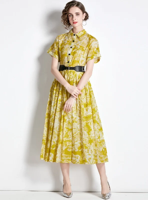 Turn-over Animal Pattern Waist Short Sleeve Dress Fashion Nova floral dresses