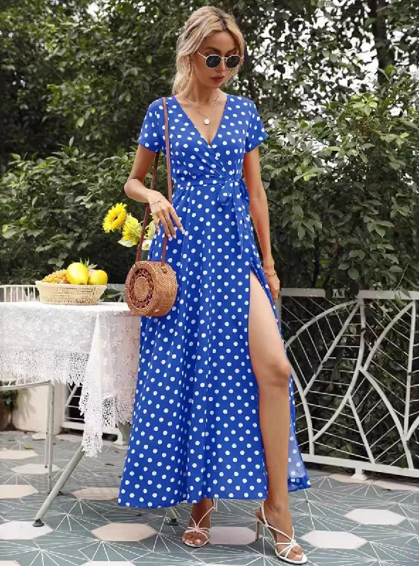 V Neck Short Sleeve Beach Sundress Casual Dot Print Long Dress Maternity floral dresses V Neck Short Sleeve Beach Sundress Casual Dot Print Long Dress Maternity floral dresses