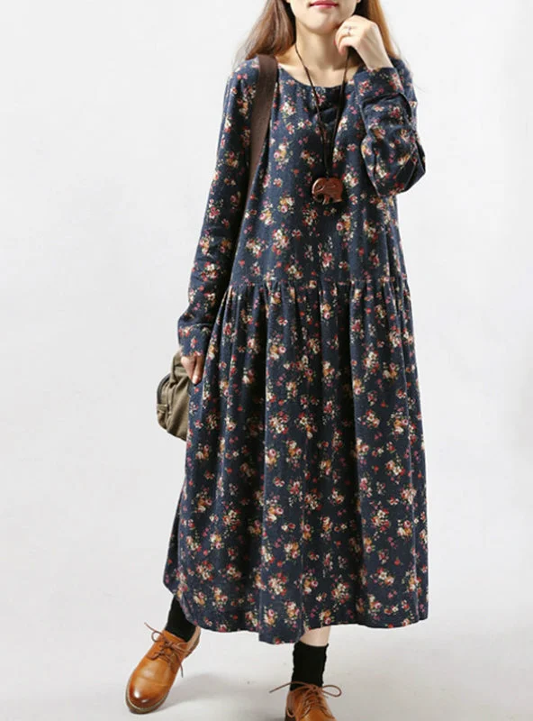 Winter Vintage Print Casual Long Sleeve Floral Dress ASOS floral dresses