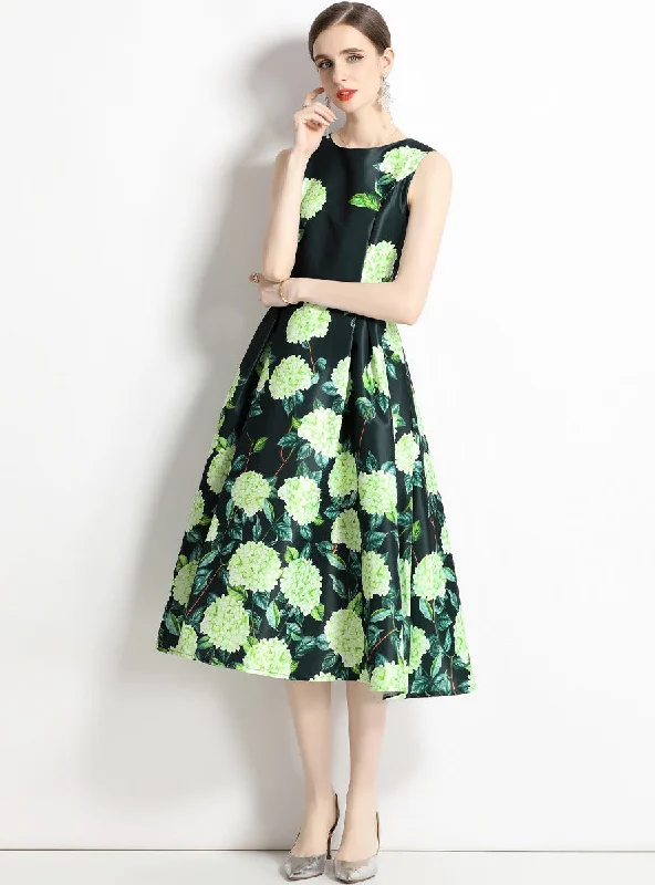 Women Printed Sleeveless Dress Date night floral dresses