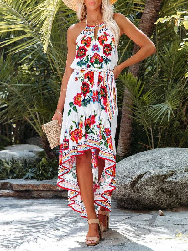 Women's Dresses Bohemian Print Halter Irregular Dress H&M floral dresses