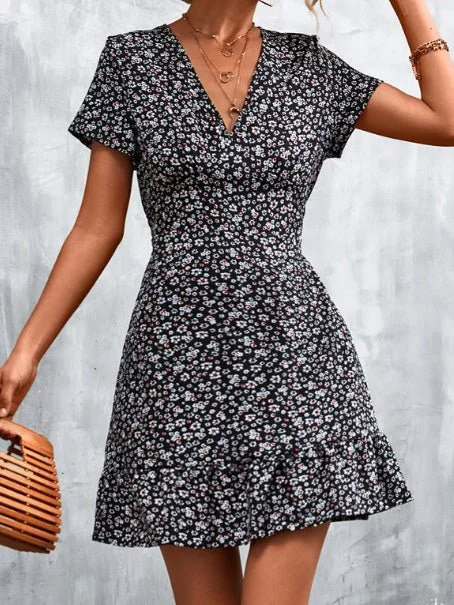 Women's Dresses Floral V-Neck Short Sleeve Dress Maternity floral dresses
