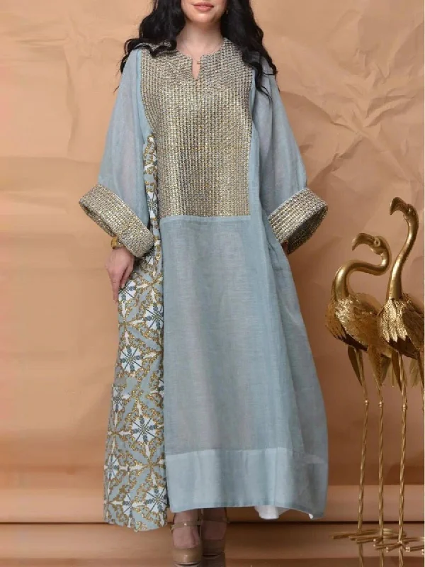 Women's Dresses Loose Print Breathable Long Sleeve Dress Flowy floral dresses