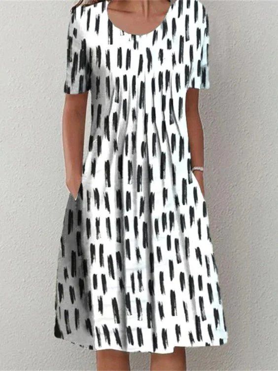 Women's Dresses Printed Crew Neck Short Sleeve Casual Dress Midi floral dresses