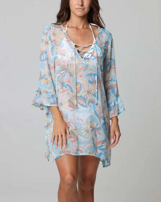 2024 J Valdi Groovy Ruffle Sleeve Lace Up Dress - J14574 Lace Dress Modern