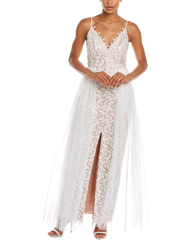Aidan Mattox V-Neck Lace Gown Lace Gown Glam