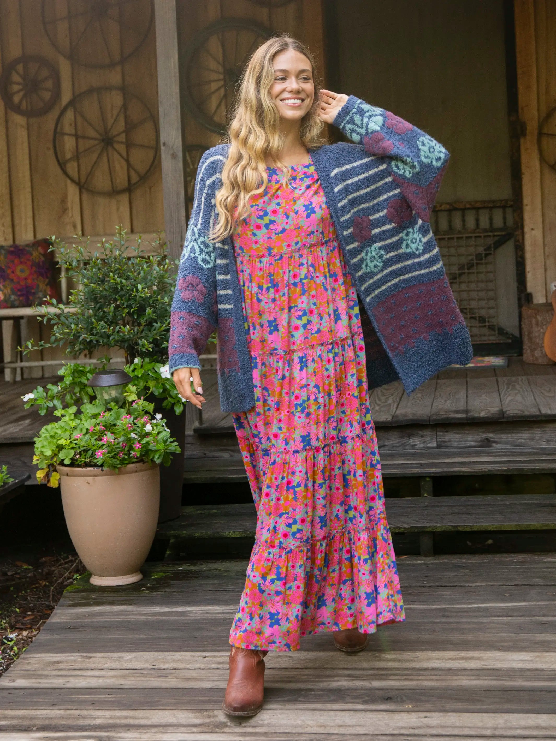 Berkley Maxi Dress - Rust Orchid Pink Floral Maxi Skirt