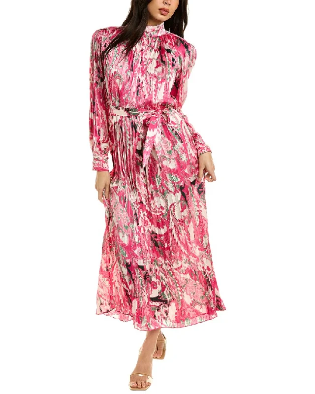Beulah Pleated Maxi Dress Layered Maxi Skirt