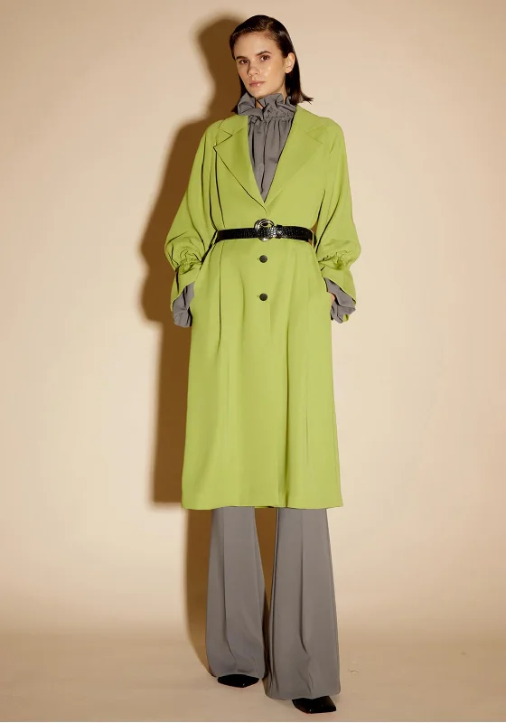 Birelin Long Belted Trench Coat, Matcha Stylish Maxi Skirt
