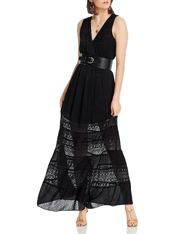 Gabrielle Womens Polka Dot Lace Formal Dress Lace Dress Chic