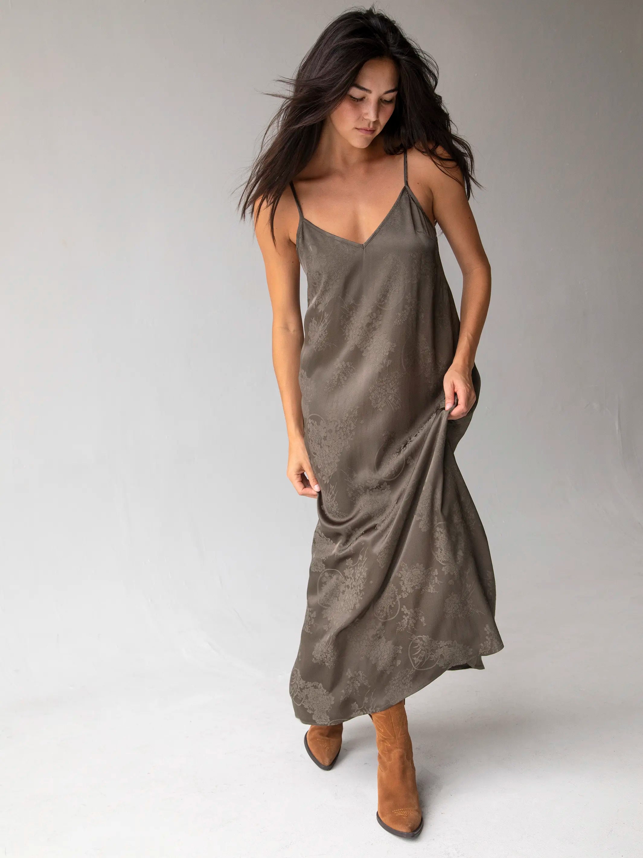 Gracie Slip Maxi Dress - Dark Olive Summer Maxi Skirt