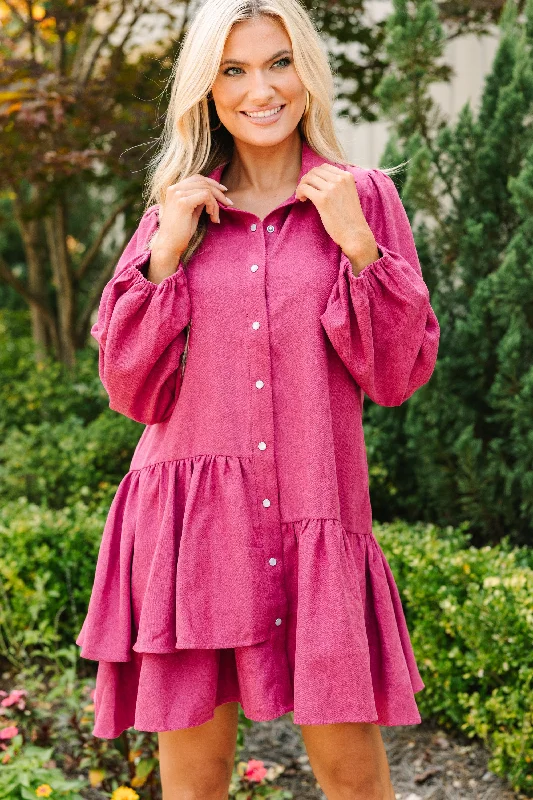 It's Your Place Magenta Purple Button Down Dress Vintage Lace Dress