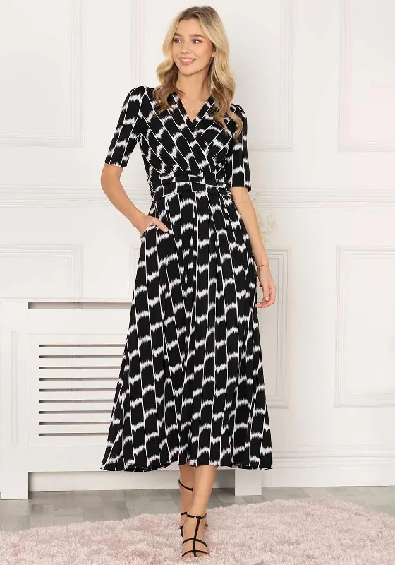 Jolie Moi Akayala Geo Maxi Dress, Black & White Silk Maxi Skirt