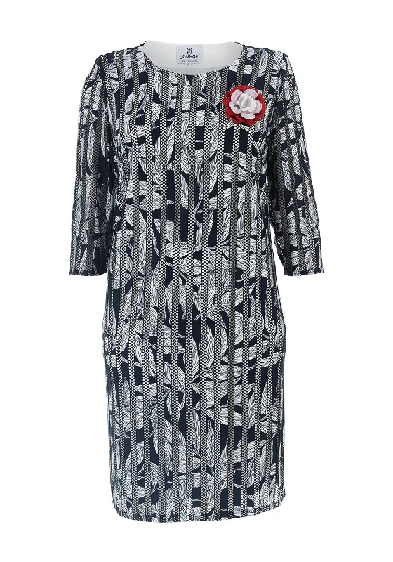 Jomhoy Fresno Lace Print Dress, Navy & White Boho Lace Dress