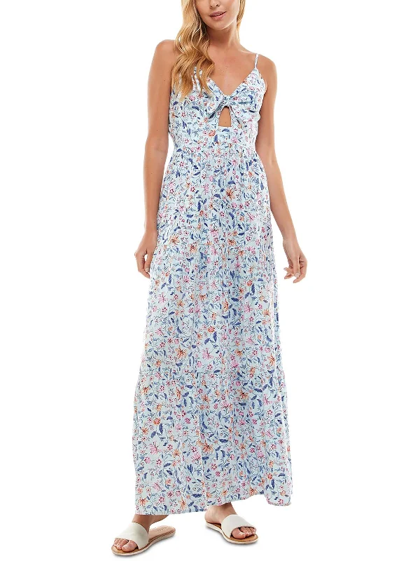 Juniors Womens Floral Smocked Maxi Dress Slim-fit Maxi Skirt