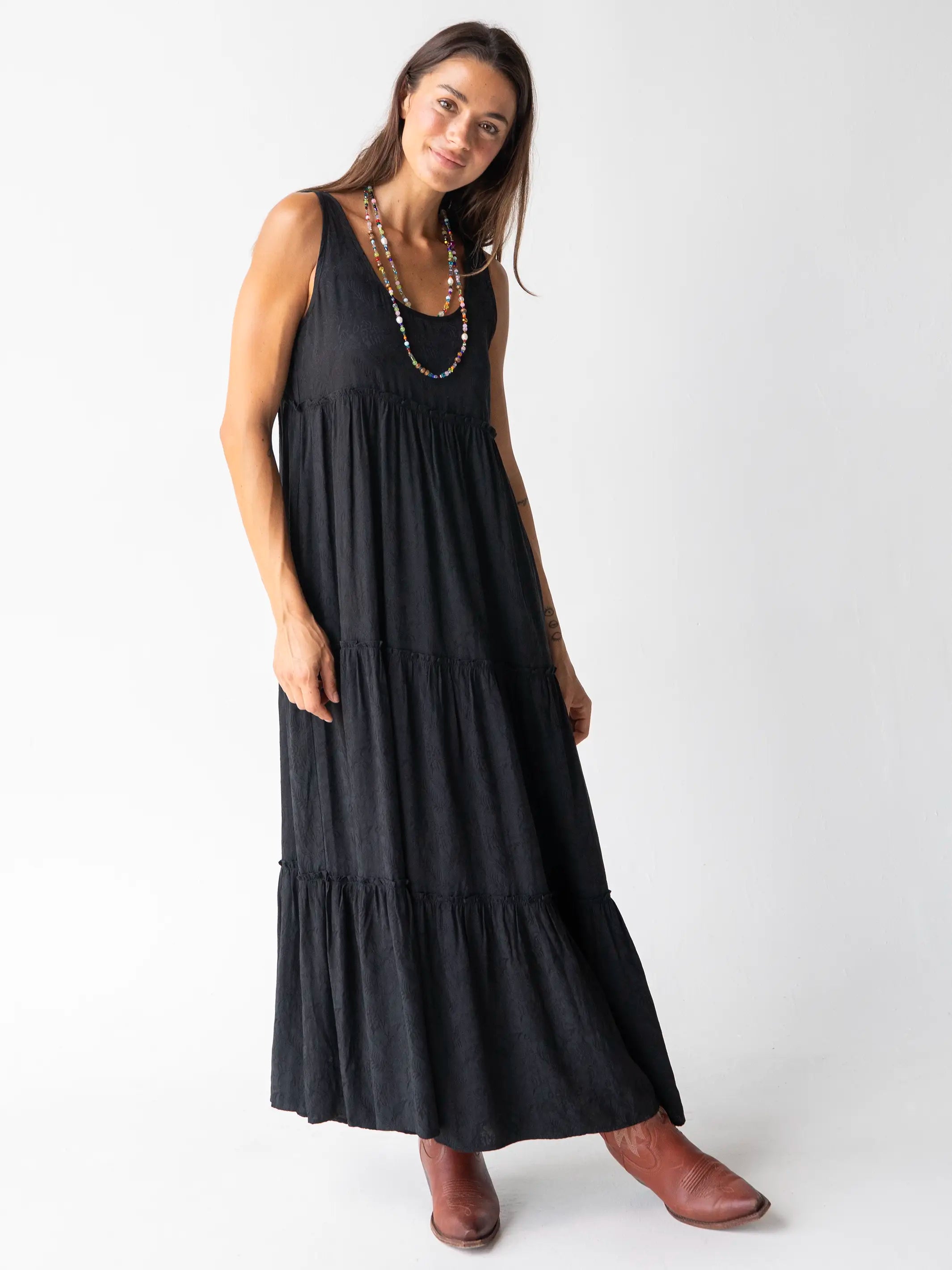 Karlie Jacquard Maxi Dress - Black Trendy Maxi Skirt