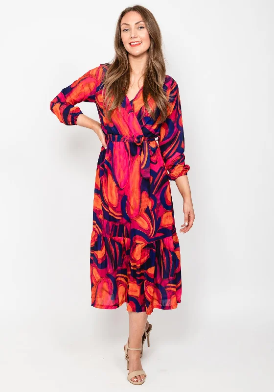 Kate & Pippa Boho Swirl Maxi Dress, Pink & Purple Skirt with Slits