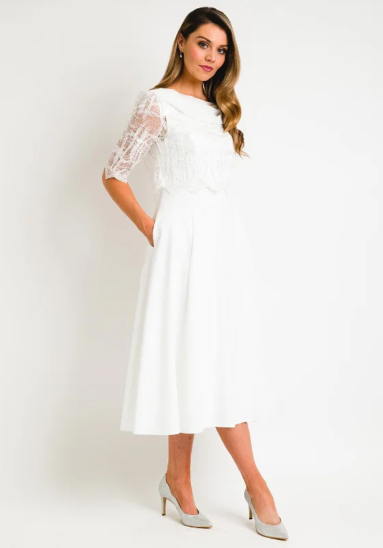 Lizabella Lace Bolero & Flared Dress, Ivory Elegant Lace Gown